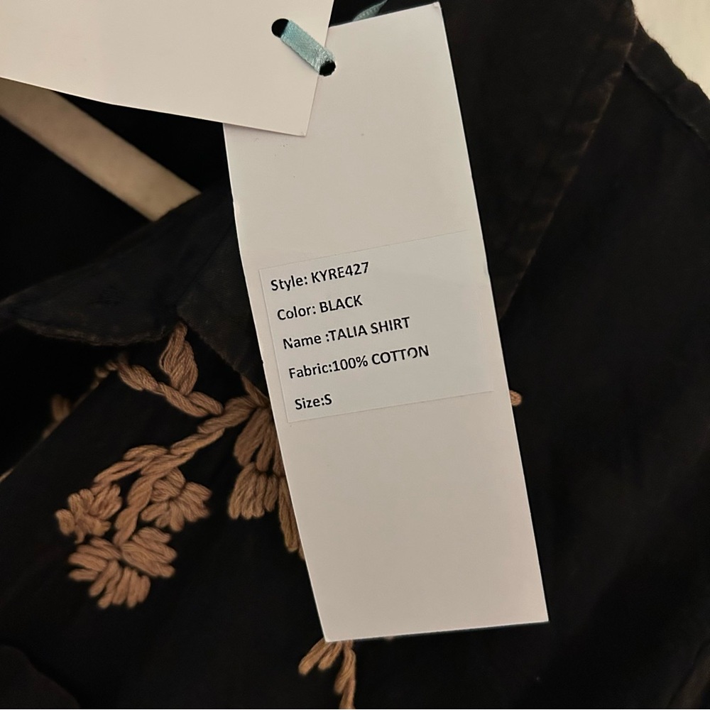 Black Embroidered Button-Up Shirt - - Picture 7 of 9